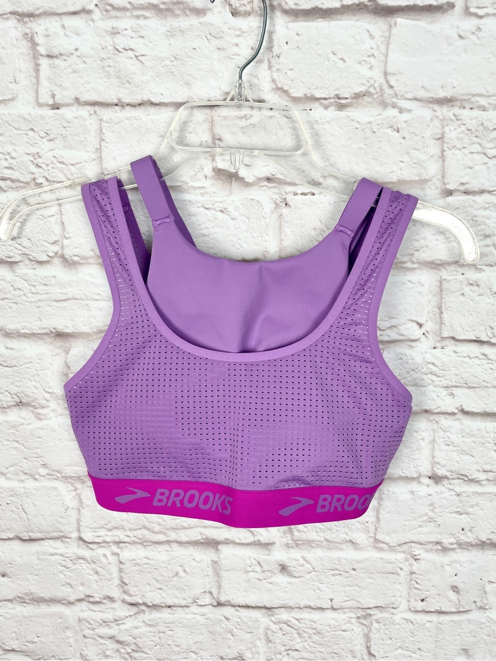 Brooks Drive Mesh Magenta Logo Strappy Sports Bra Size M